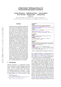 A High-Quality Multilingual Dataset for Structured Documentation
  Translation