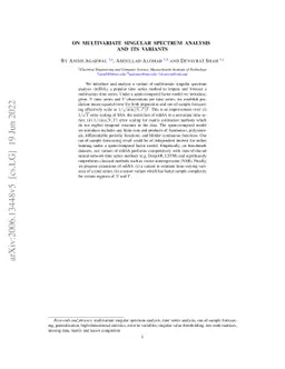 On Multivariate Singular Spectrum Analysis and its Variants