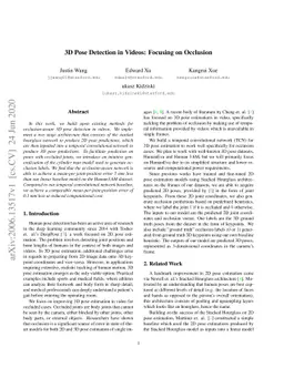 3D Pose Detection in Videos: Focusing on Occlusion