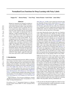 Normalized Loss Functions for Deep Learning with Noisy Labels