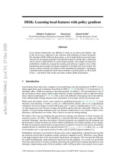 DISK: Learning local features with policy gradient