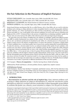 On Fair Selection in the Presence of Implicit Variance