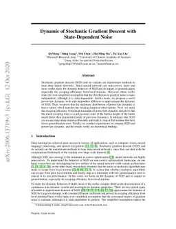 Dynamic of Stochastic Gradient Descent with State-Dependent Noise