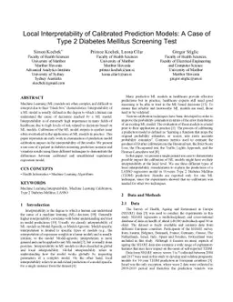 Local Interpretability of Calibrated Prediction Models: A Case of Type 2
  Diabetes Mellitus Screening Test
