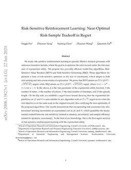 Risk-Sensitive Reinforcement Learning: Near-Optimal Risk-Sample Tradeoff
  in Regret