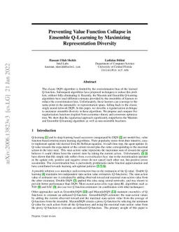 Preventing Value Function Collapse in Ensemble {Q}-Learning by
  Maximizing Representation Diversity