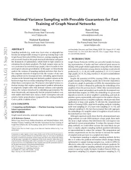Minimal Variance Sampling with Provable Guarantees for Fast Training of
  Graph Neural Networks
