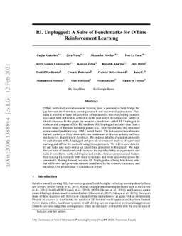 RL Unplugged: A Suite of Benchmarks for Offline Reinforcement Learning