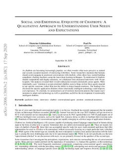 Social and Emotional Etiquette of Chatbots: A Qualitative Approach to
  Understanding User Needs and Expectations