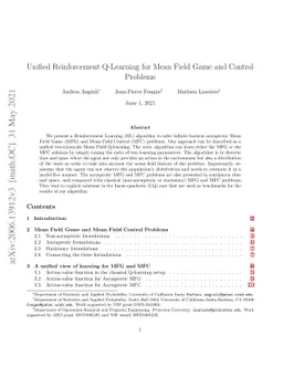 Unified Reinforcement Q-Learning for Mean Field Game and Control
  Problems