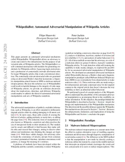 WikipediaBot: Automated Adversarial Manipulation of Wikipedia Articles