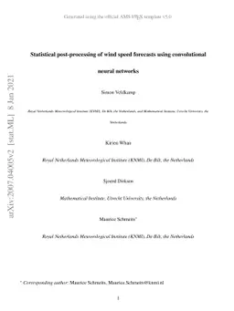 Statistical post-processing of wind speed forecasts using convolutional
  neural networks