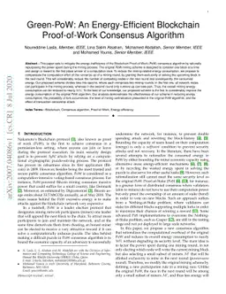 Green-PoW: An Energy-Efficient Blockchain Proof-of-Work Consensus
  Algorithm