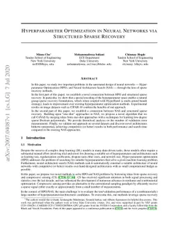 Hyperparameter Optimization in Neural Networks via Structured Sparse
  Recovery