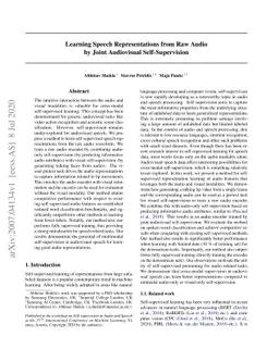 Learning Speech Representations from Raw Audio by Joint Audiovisual
  Self-Supervision