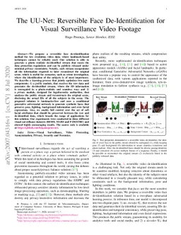The UU-Net: Reversible Face De-Identification for Visual Surveillance
  Video Footage