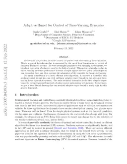 Adaptive Regret for Control of Time-Varying Dynamics
