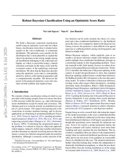 Robust Bayesian Classification Using an Optimistic Score Ratio