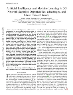 Artificial Intelligence and Machine Learning in 5G Network Security:
  Opportunities, advantages, and future research trends