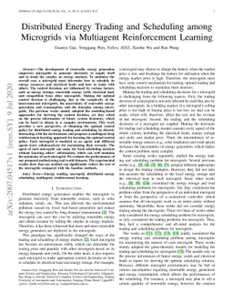 Distributed Energy Trading and Scheduling among Microgrids via
  Multiagent Reinforcement Learning