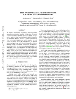 Blur Invariant Kernel-Adaptive Network for Single Image Blind deblurring