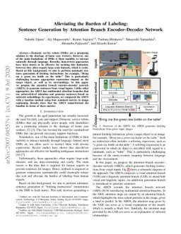 Alleviating the Burden of Labeling: Sentence Generation by Attention
  Branch Encoder-Decoder Network