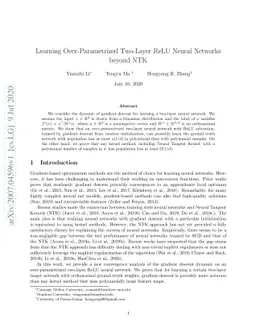 Learning Over-Parametrized Two-Layer ReLU Neural Networks beyond NTK