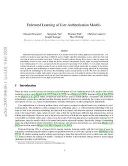 Federated Learning of User Authentication Models