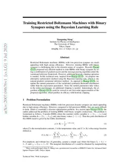 Training Restricted Boltzmann Machines with Binary Synapses using the
  Bayesian Learning Rule
