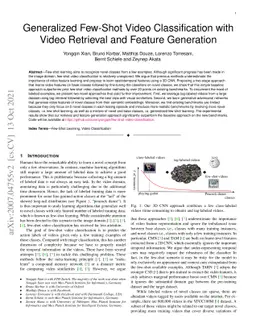Generalized Few-Shot Video Classification with Video Retrieval and
  Feature Generation