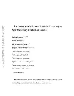Recurrent Neural-Linear Posterior Sampling for Nonstationary Contextual
  Bandits