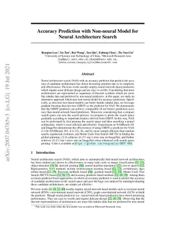 Accuracy Prediction with Non-neural Model for Neural Architecture Search