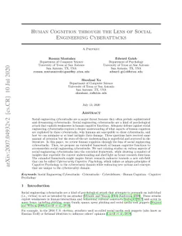 Human Cognition through the Lens of Social Engineering Cyberattacks