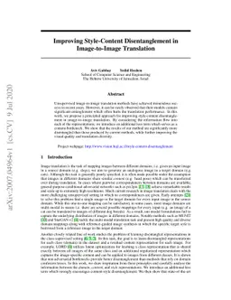 Improving Style-Content Disentanglement in Image-to-Image Translation