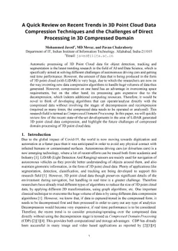 A Quick Review on Recent Trends in 3D Point Cloud Data Compression
  Techniques and the Challenges of Direct Processing in 3D Compressed Domain