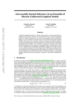 Adversarially-learned Inference via an Ensemble of Discrete Undirected
  Graphical Models