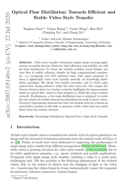 Optical Flow Distillation: Towards Efficient and Stable Video Style
  Transfer