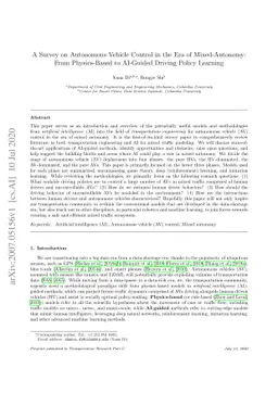 A Survey on Autonomous Vehicle Control in the Era of Mixed-Autonomy:
  From Physics-Based to AI-Guided Driving Policy Learning