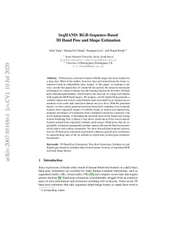 SeqHAND:RGB-Sequence-Based 3D Hand Pose and Shape Estimation