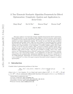 A Two-Timescale Framework for Bilevel Optimization: Complexity Analysis
  and Application to Actor-Critic