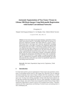 Automatic Segmentation of Non-Tumor Tissues in Glioma MR Brain Images
  Using Deformable Registration with Partial Convolutional Networks