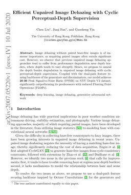 Efficient Unpaired Image Dehazing with Cyclic Perceptual-Depth
  Supervision