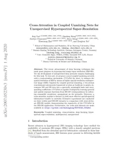 Cross-Attention in Coupled Unmixing Nets for Unsupervised Hyperspectral
  Super-Resolution