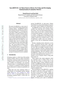 SacreROUGE: An Open-Source Library for Using and Developing
  Summarization Evaluation Metrics