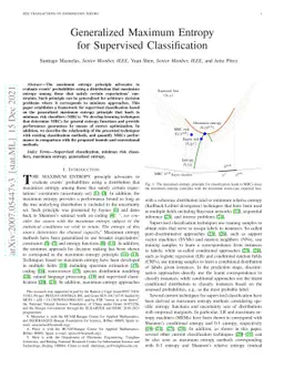 Generalized Maximum Entropy for Supervised Classification