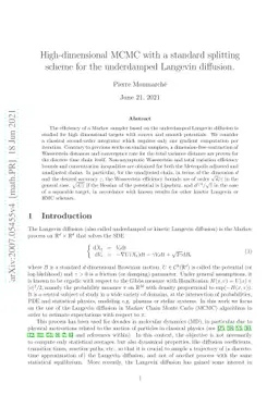 High-dimensional MCMC with a standard splitting scheme for the
  underdamped Langevin diffusion