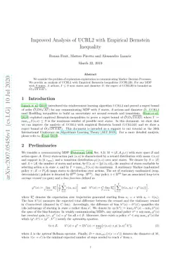 Improved Analysis of UCRL2 with Empirical Bernstein Inequality
