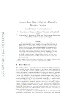 Learning from Data to Optimize Control in Precision Farming