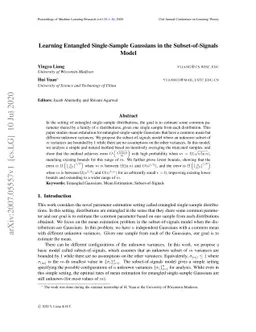 Learning Entangled Single-Sample Gaussians in the Subset-of-Signals
  Model
