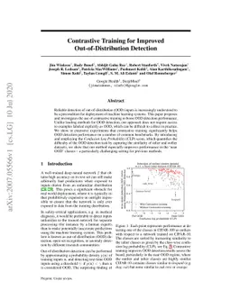 Contrastive Training for Improved Out-of-Distribution Detection